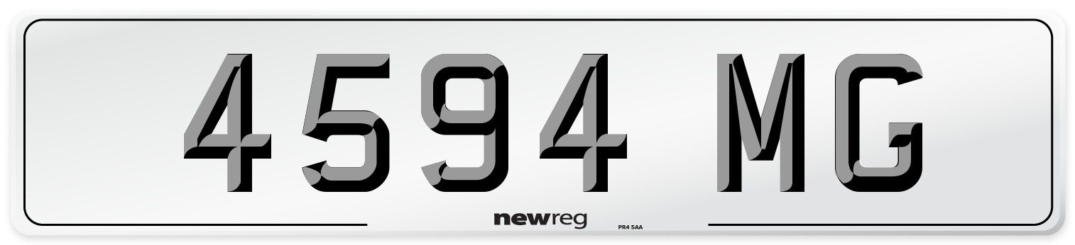 4594 MG Number Plate from New Reg
